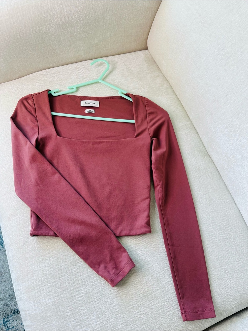 Babaton Square Neck Long Sleeve Top in Deep Rose ARITZIA XS